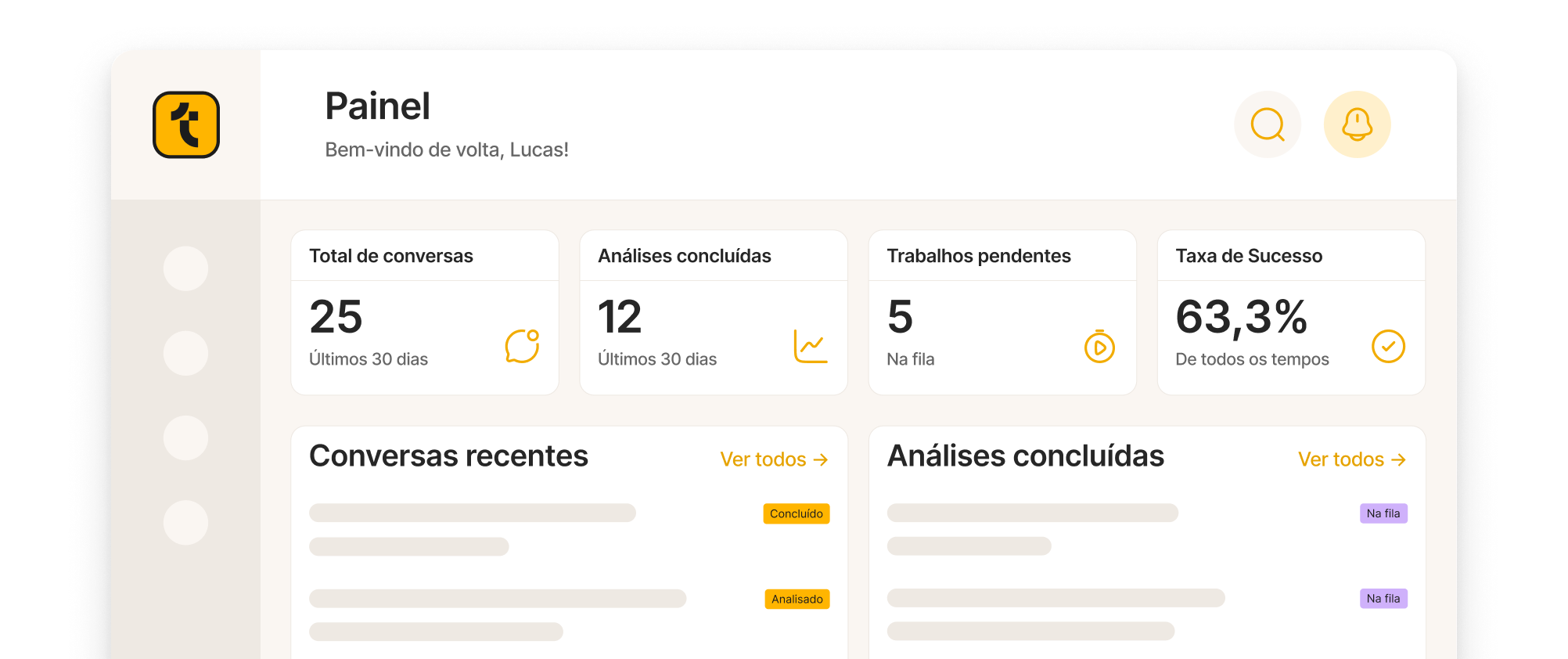 Prévia do dashboard da TukiMate